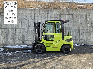중고지게차 클라크 GTS30H (3단) 디젤 3톤 3단 지게차 (3스풀, 3단마스트, 캐빈, 냉난방, 후방카메라)